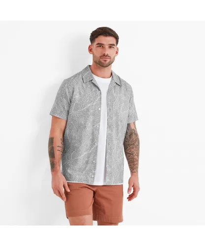 TOG24 Otto Mens Shirt Light Grey Tropical Print Cotton