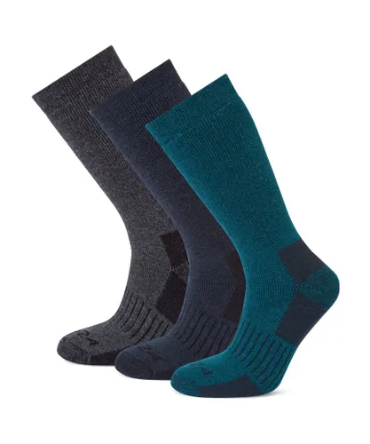 TOG24 Villach 3 Pack Mens Trek Socks Dark Grey Marl/Lagoon Blue/Dark Indigo - Multicolour Wool
