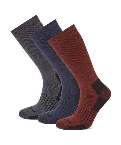 TOG24 Villach 3 Pack Mens Trek Socks Dark Grey Marl/Port/Dark Indigo - Multicolour Wool