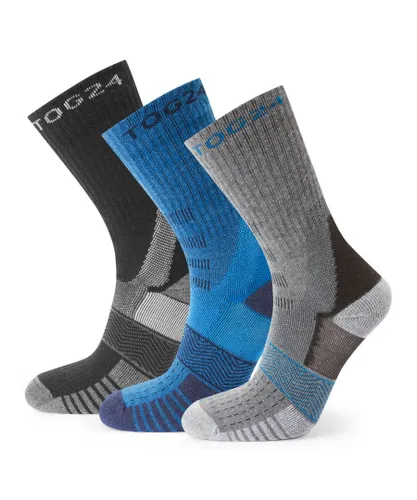 TOG24 Wels 3Pack Mens Trek Socks Black/Peacock Blue/Dark Grey Marl - Multicolour