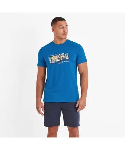 TOG24 Woodley Mens T-Shirt Peacock Blue Cotton