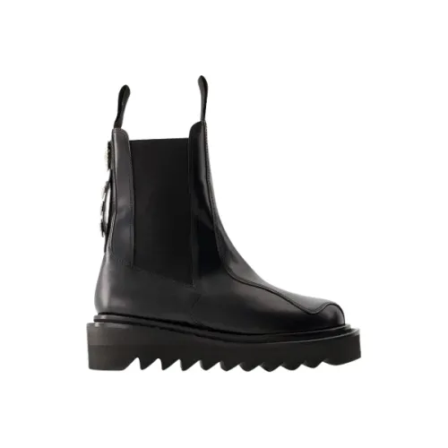 Toga Pulla , Black Leather Slip-On Boots ,Black female, Sizes:
