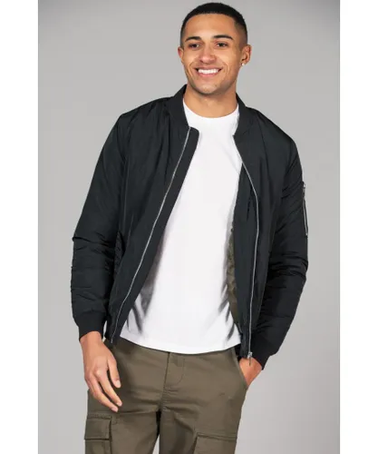 Tokyo Laundry Mens Black Bomber Jacket With Zip Fastening