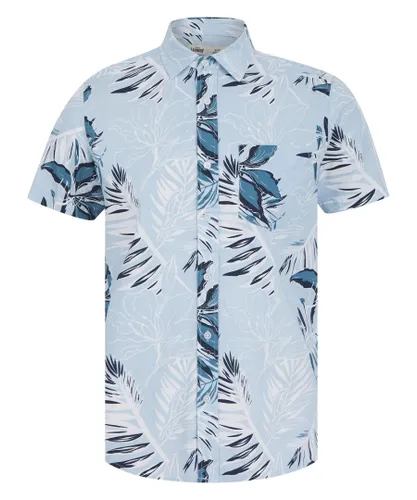 Tokyo Laundry Mens Blue Cotton Short Sleeve Button-Up Printed Shirt