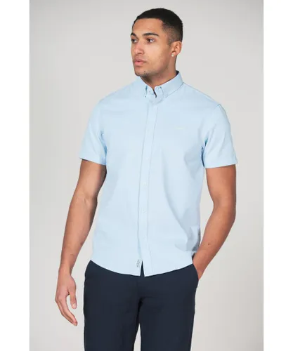 Tokyo Laundry Mens Blue Cotton Short Sleeved Button-Up Oxford Shirt