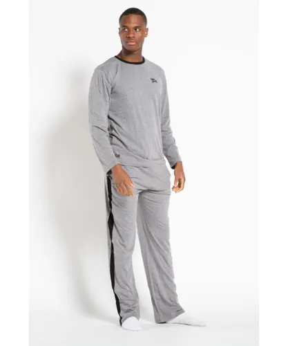 Tokyo Laundry Mens Cotton 2-Piece Long Sleeve Top and Bottoms Loungewear Set - Grey