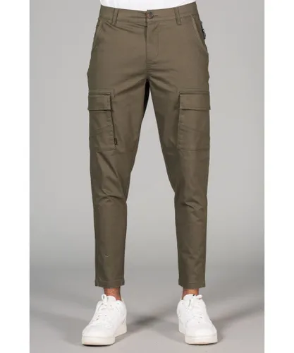 Tokyo Laundry Mens Green Straight Leg Cargo-Style Trousers