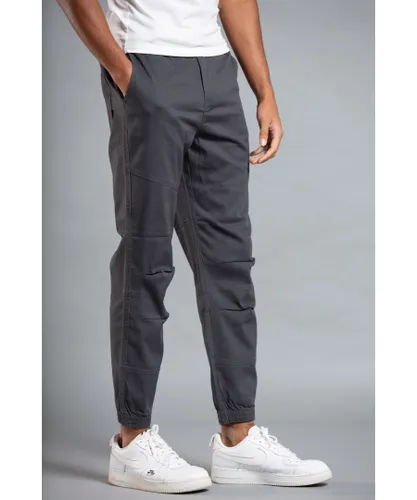 Tokyo Laundry Mens Grey Belted Cotton Cargo Trousers