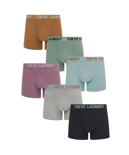 Tokyo Laundry Mens Grey Cotton 6-Pack Boxers
