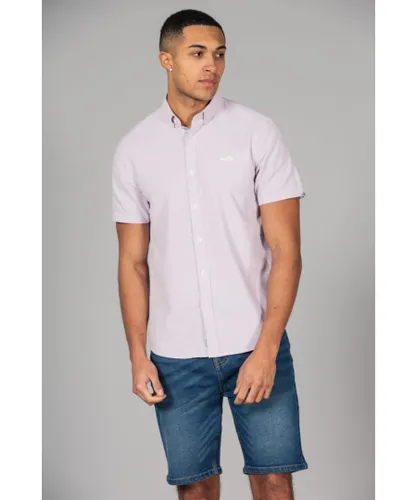 Tokyo Laundry Mens Lilac Cotton Short Sleeved Button-Up Oxford Shirt