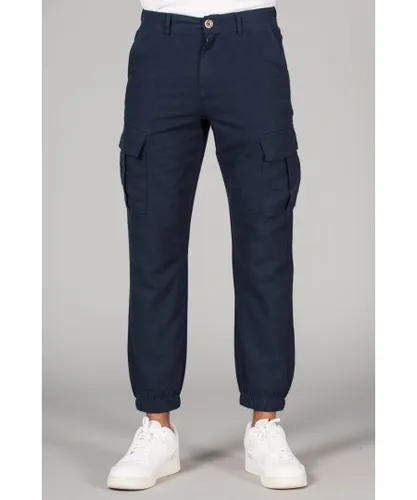 Tokyo Laundry Mens Navy Linen Blend Cargo-Style Trousers