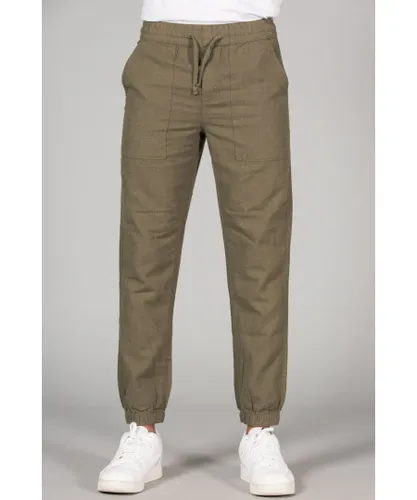 Tokyo Laundry Mens Olive Linen Blend Classic Fit Trousers