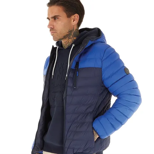 Tokyo Laundry Mens Virgo Colour Block Quilted Puffer Jacket Blue