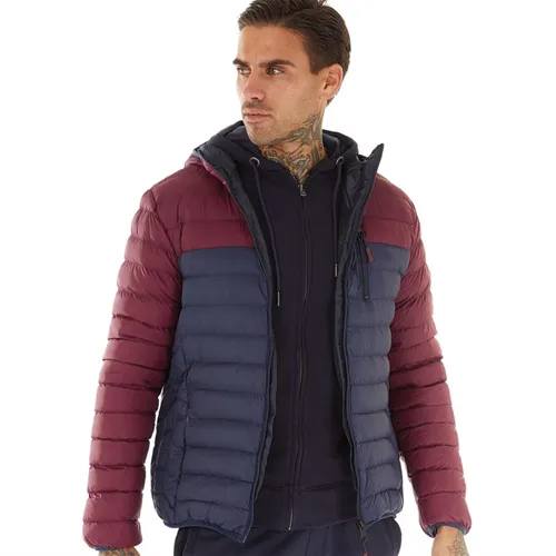 Tokyo Laundry Mens Virgo Colour Block Quilted Puffer Jacket Port
