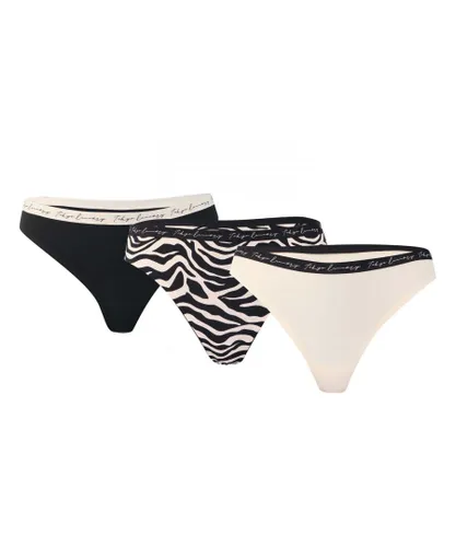 Tokyo Laundry Womenss 3 Pack Zebra Stripe Briefs in Black