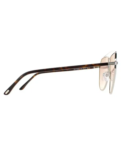 Tom Ford Aviator Womens Silver Havana Brown Gradient Mirror Binx FT0681 Metal (archived) - One