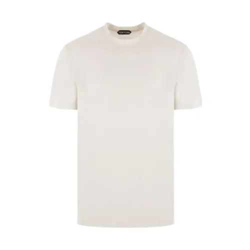 Tom Ford , Beige T-shirts and Polos with Logo Embroidery ,Beige male, Sizes: