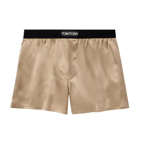 Tom Ford , Beige Velvet Logo Patch Underwear ,Beige male, Sizes: