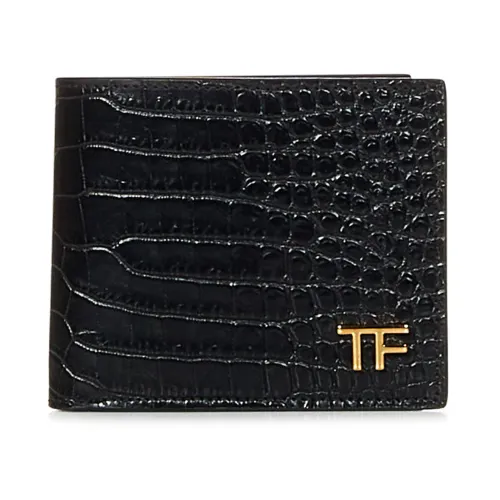 Tom Ford , Black Crocodile Embossed Wallet ,Black male, Sizes: ONE SIZE