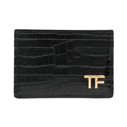 Tom Ford , Black Crocodile Print Credit Card Wallet ,Black male, Sizes: ONE SIZE