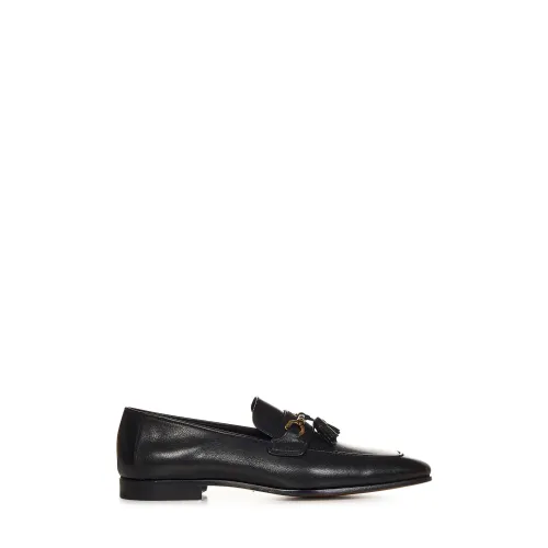 Tom Ford , Black Flat Loafers with Square Tip and No Closure Design ,Black male, Sizes: