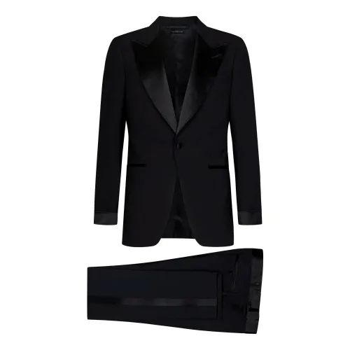 Tom Ford , Black Lana Wool Tuxedo Suit ,Black male, Sizes: