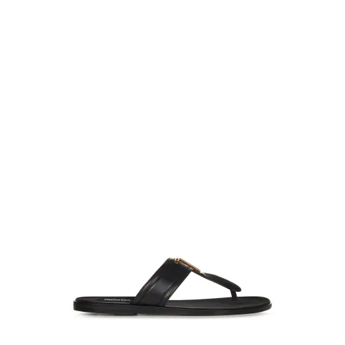 Tom Ford , Black Leather Thong Sandals for Men ,Black male, Sizes: