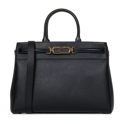 Tom Ford , Black Leather Tote Bag ,Black female, Sizes: ONE SIZE