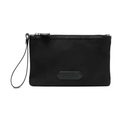 Tom Ford , Black Nylon Clutch with Leather Trim and Silver Hardware ,Black male, Sizes: ONE SIZE
