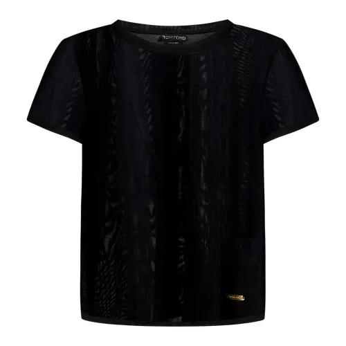 Tom Ford , Black Silk Crew Neck T-shirts and Polos ,Black female, Sizes: