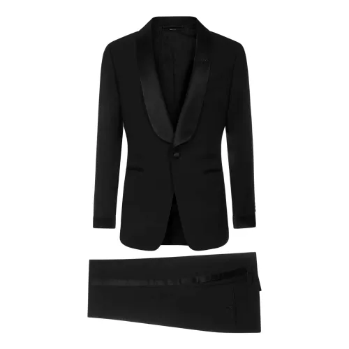 Tom Ford , Black Single Breasted Suit Set ,Black male, Sizes: