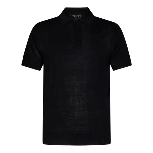 Tom Ford , Black Ss23 Polo Shirt - Stylish Upgrade for Men`s Wardrobe ,Black male, Sizes: