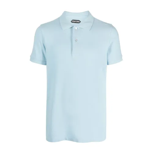 Tom Ford , Blue Polo Shirt with Short Sleeves ,Blue male, Sizes: