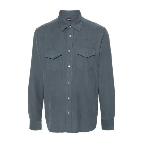 Tom Ford , Blue Western Style Shirts ,Blue male, Sizes: