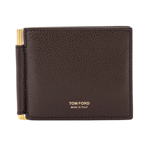 Tom Ford , Brown Leather Wallet with Logo Print ,Brown male, Sizes: ONE SIZE