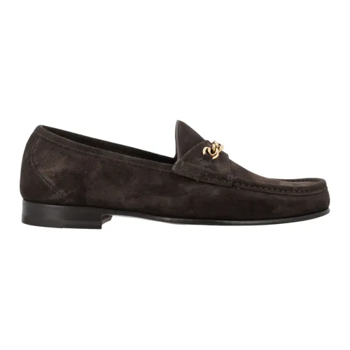 Tom Ford , Brown Suede Chain Loafer for Men ,Brown male, Sizes: