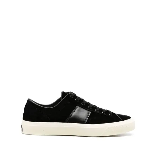 Tom Ford , Cambridge Velvet Sneakers Black/Creme ,Black male, Sizes: