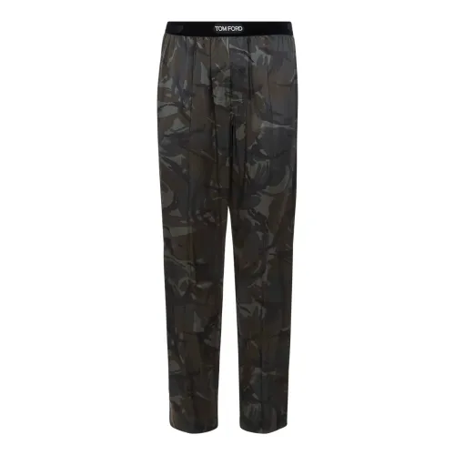 Tom Ford , Camouflage Silk Satin Pajama Pants ,Green male, Sizes: