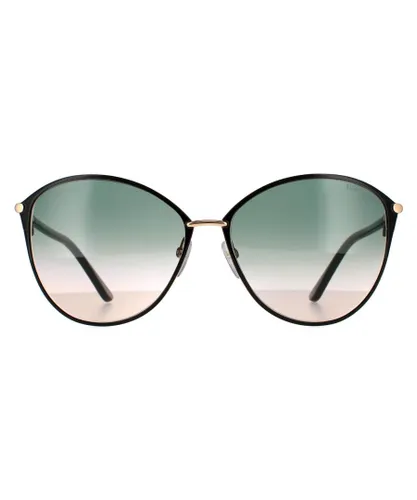 Tom Ford Cat Eye Womens Black and Gold Blue to Peach Gradient Metal - One