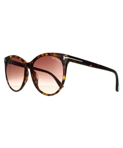 Tom Ford Cat Eye Womens Dark Havana Brown Gradient Sunglasses - One