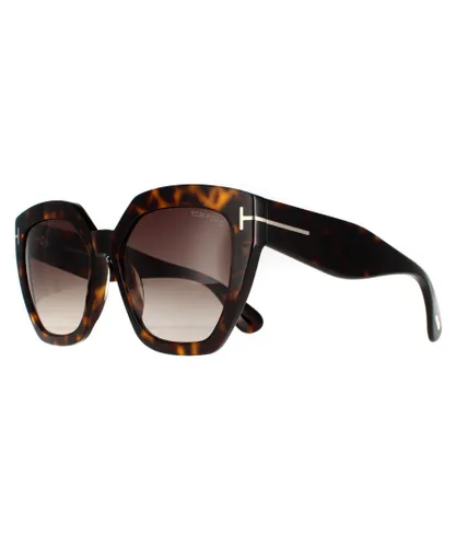 Tom Ford Cat Eye Womens Dark Havana Gradient Roviex Brown FT0939 Phoebe Sunglasses - One