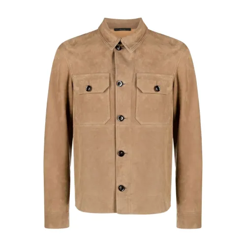 Tom Ford , Classic Leather Jacket ,Beige male, Sizes: