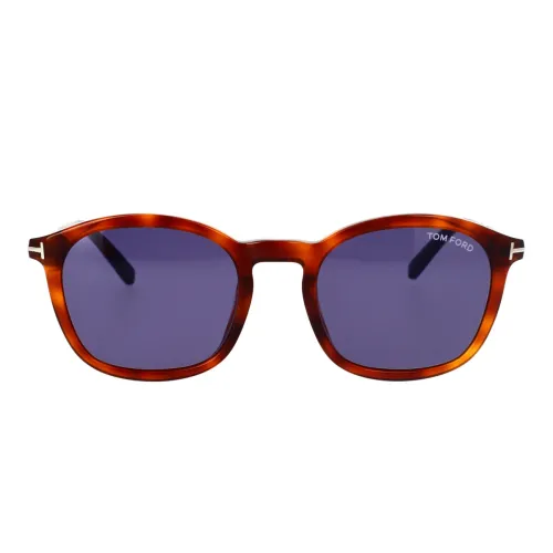 Tom Ford , Classic Square Sunglasses with Blue Lenses ,Brown unisex, Sizes:
