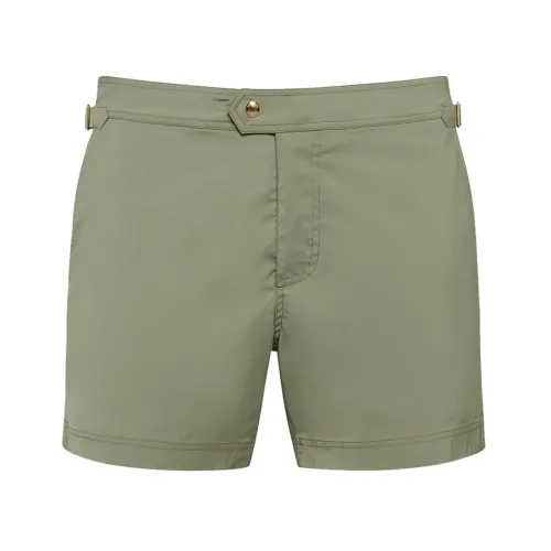 Tom Ford , Compact Poplin Swimshorts in Green ,Green male, Sizes: