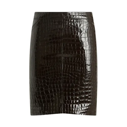 Tom Ford , Croco Embossed Glossy Skirt ,Brown female, Sizes: