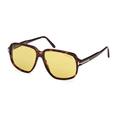 Tom Ford , Dark Havana/Yellow Sunglasses ,Brown male, Sizes:
