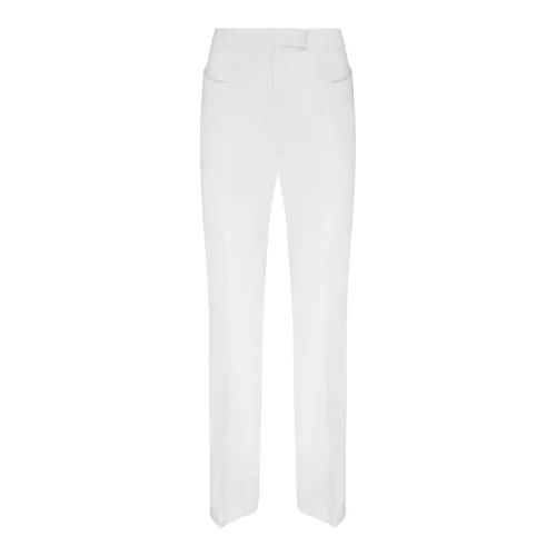 Tom Ford , Flared Chalk White Wool Trousers ,White female, Sizes: