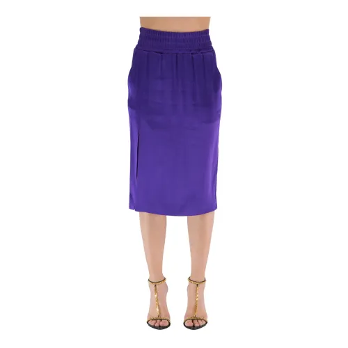 Tom Ford , Fluid Double Face Satin Pencil Skirt ,Purple female, Sizes: