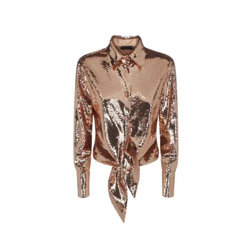 Tom Ford , Glamorous Gold Sequin Shirt ,Brown female, Sizes: