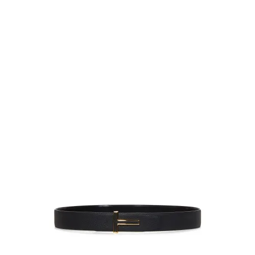 Tom Ford , Grained Calf Leather Belt ,Black male, Sizes: